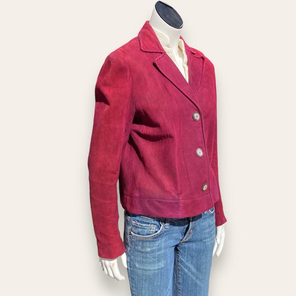 Vintage Burgundy suede cropped jacket ladies medium - Picture 3 of 16